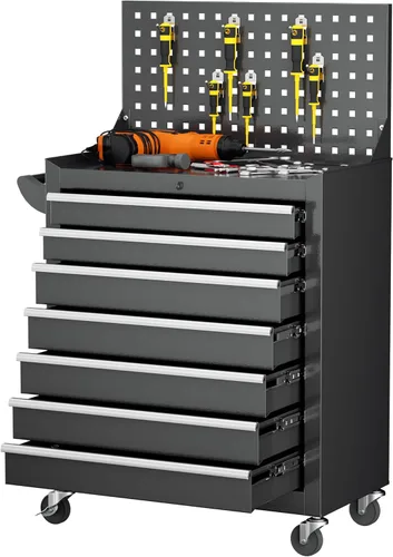 Miniatura 20 de INTERGREAT Baúl rodante para herramientas de 8 cajones, baúl para herramientas ensamblado con ruedas, caja de herramientas superior desmontable