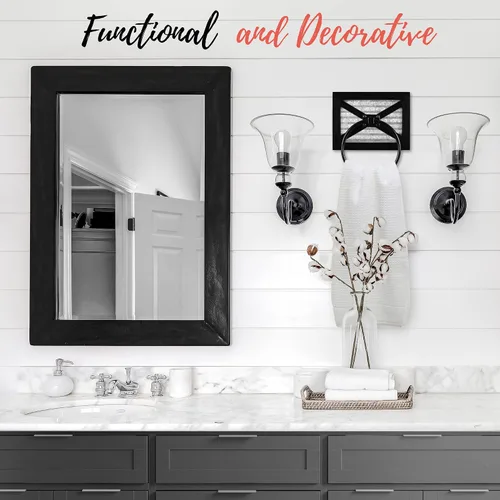Miniatura 2 de Autumn Alley Farmhouse Decor - Toallero de mano para baño, soporte rústico para toallas de mano, soporte rústico para anillos, montado en la pared