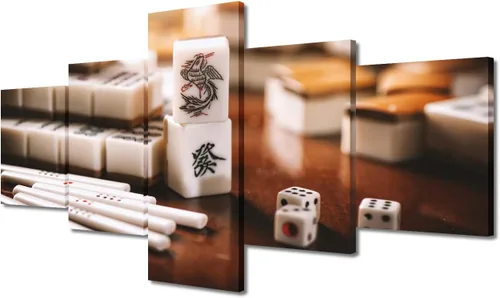 Miniatura 55 de TUMOVO 5 paneles para decoración del hogar, fichas apiladas, obras de arte modernas y contemporáneas grandes para bar, pub, club, fotos, tarjetas