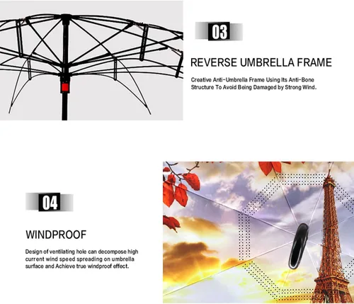 Miniatura 6 de MRTLLOA - Paraguas invertido de doble capa, mango en forma de C, impermeable, anti rayos UV, resistente al viento, para automóvil, lluvia y uso