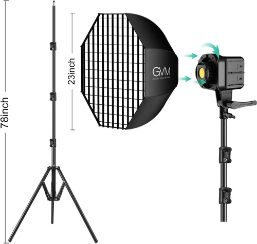 Miniatura 8 de GVM SD80S - Kit de luz de video COB de 80 W, iluminación continua de 5600 K para fotografía con montaje Bowens Softbox y soporte, 8 efectos de kit