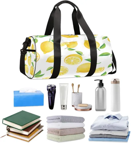 Miniatura 2 de Bolsa de lona de limón en rodajas con correa de hombro desmontable, bolsa de gimnasio deportiva para estudiantes, bolsa deportiva de 17.6 x 9 x 9