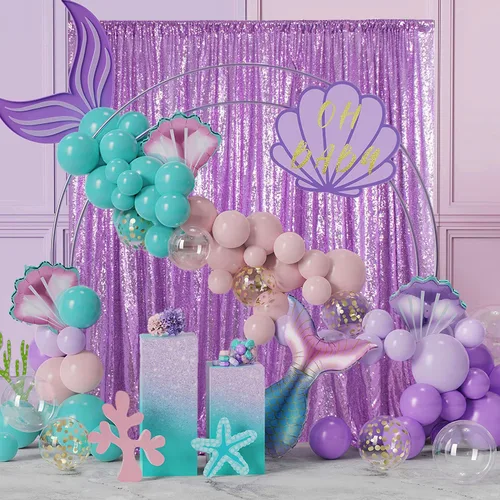 Miniatura 18 de Cortinas de fondo de lentejuelas negras con purpurina de 2 x 8 pies, 4 paneles para decoración de bodas, fiestas de cumpleaños, despedidas de Negro