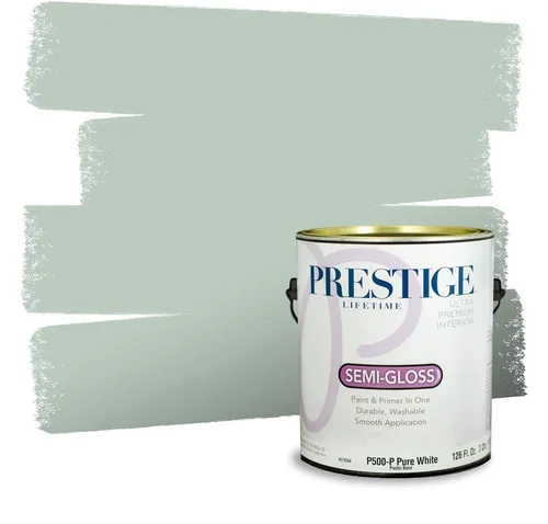 Miniatura 184 de Prestige Paints - Pintura exterior e imprimación en uno, 1 galón, plano, compatibilidad comparable con el color menta «Whipped Mint» de Behr