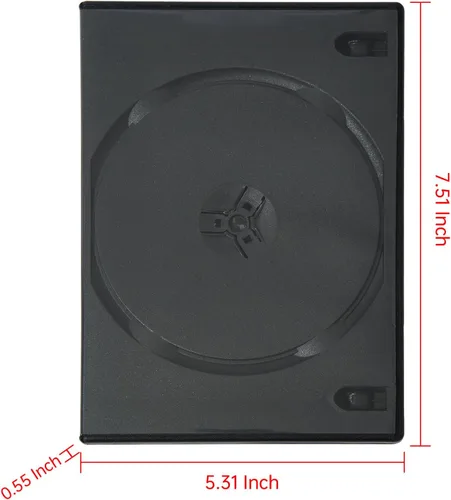Miniatura 2 de Paquete de 10 fundas Maxtek de 0.551 in, color negro, estándar de doble capacidad para DVD y funda exterior transparente