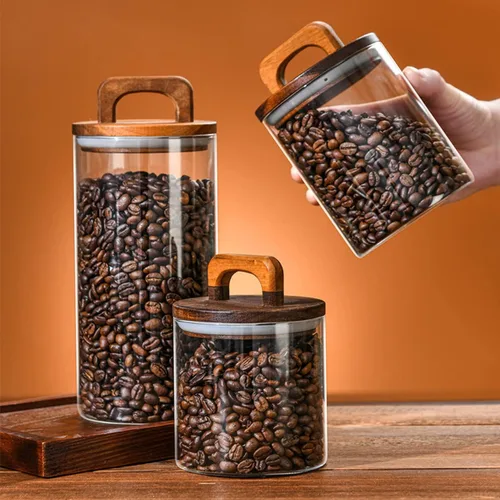 Miniatura 6 de Spacenight Recipiente de café, recipientes de vidrio para almacenamiento de alimentos, tarro de vidrio con tapa para granos de café, dulces
