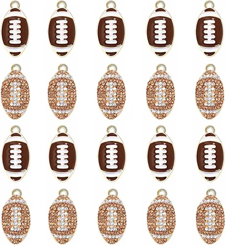 Miniatura 19 de 20 piezas de dijes deportivos de esmalte, colgantes de baloncesto y béisbol para hacer joyas, dijes de juego de pelota con strass, dijes de softball