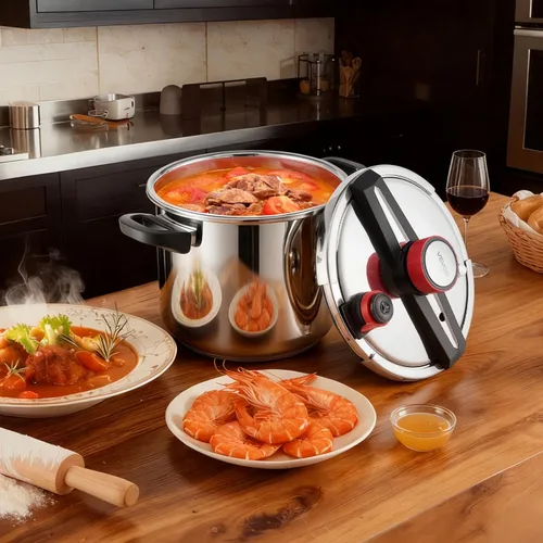 Miniatura 8 de VEVOR Olla a presión, olla a presión de 12 cuartos de galón, acero inoxidable, recipiente a presión con estante para vapor, tapa de vidrio templado