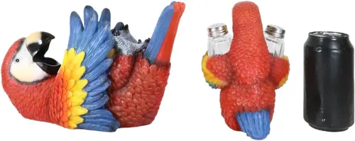 Miniatura 8 de Ebros Gift Paquete de 2 saleros y pimenteros con diseño de selva tropical de río rojo escarlata, guacamayo, pájaro, salero y pimentero y botellero