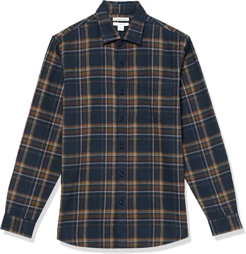Miniatura 66 de Amazon Essentials Camisas de franela de manga larga para hombre, corte ajustado, a cuadros con botones