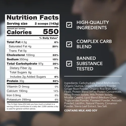 Miniatura 5 de Rival Nutrition Clean Gainer Proteína en Polvo – 5LB Cereal de Tostadas de Canela – Alta Proteína para Masa Magra y Ganador de Peso 550 Calorías
