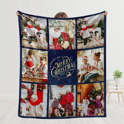 Miniatura 29 de YESCUSTOM Manta personalizable para la familia, mantas personalizadas con fotos, texto, 8 fotos, collages de fotos, regalo para el día de recuerdos