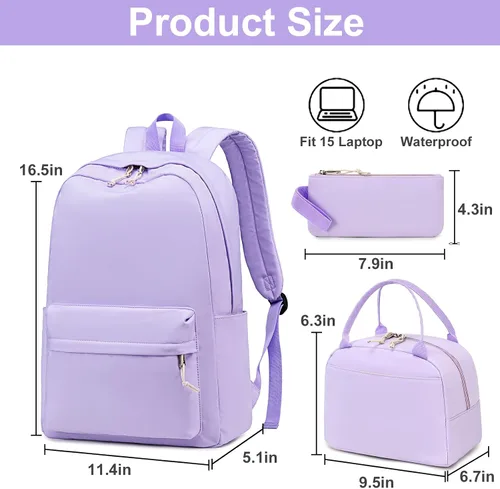 Miniatura 31 de Bluboon Juego de mochila para adolescentes, mochila escolar para niñas, lonchera y lápices, bolsas para estudiantes, 3 en 1, rosa-3 juegos, Escuela