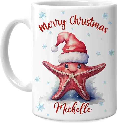 Miniatura 11 de Hyturtle Regalos personalizados para amantes de los ajolotes – Taza de café de cerámica con nombre personalizado de Feliz Navidad de 11 oz – Lindo