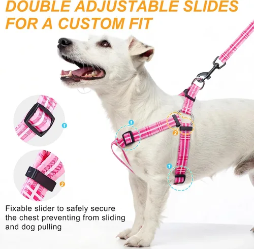 Miniatura 5 de BEAUTYZOO Juego de arnés y correa para perro pequeño sin tirones, arnés de nailon ligero para cuello y pecho ajustable para perros, niñas y niños