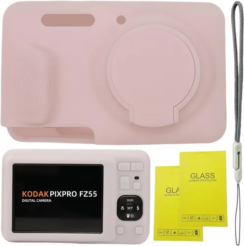 Miniatura 7 de Funda para Kodak PIXPRO FZ55, accesorios FZ55, funda protectora de silicona suave con tapa de lente extraíble, viene con 2 protectores de pantalla