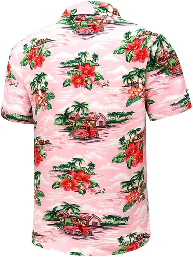 Miniatura 3 de SheLucki - Camisa hawaiana para hombre, unisex, casual, manga corta, con botones, estampada con sombra de palmeras, para el verano en la playa