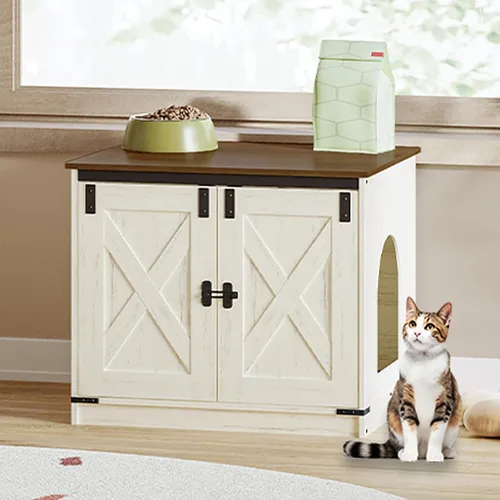 Miniatura 10 de Hzuaneri Caja de arena para gatos con cojín, mueble oculto con divisores extraíbles, entrada reversible lado izquierdo o derecho, casa para gatos