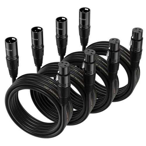 Miniatura 17 de Cable XLR de 1.5 pies, 6 unidades, cables de micrófono, cable de altavoz de micrófono equilibrado de alta calidad con cable XLR macho a hembra DMX