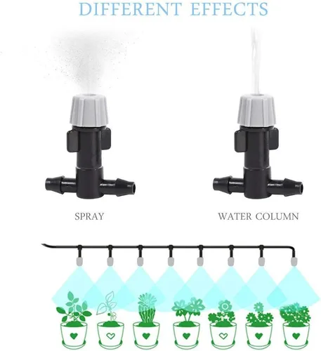 Miniatura 5 de Boquilla de nebulización de plástico, juntas en T para riego por nebulización, sistema de enfriamiento de flores, riego de jardín en casa, 20