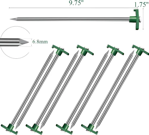 Miniatura 2 de Cheardia Paquete de 10 Estacas para Tienda de Campaña Resistentes, Estacas de Patio de 9.75 Pulgadas Clavijas de Metal Antioxidante para Tienda