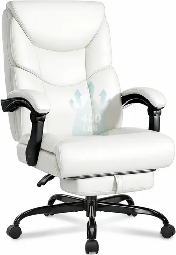 Miniatura 10 de WAILOR Silla de Oficina de 400 libras con Reposapiés, Silla de Oficina Reclinable Grande y Alta con Soporte Lumbar y Cojín de Resorte, Silla de Negro