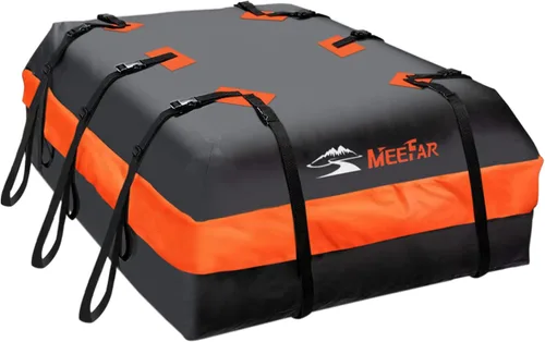 Miniatura 9 de Bolsa de techo para coche XBEEK de MeeFar, impermeable, portaequipajes para azotea, 15 pies cúbicos para todos los coches con/sin estante, incluye