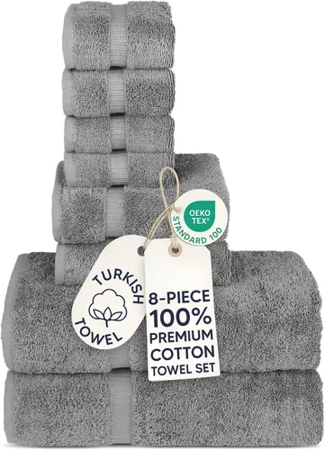 Miniatura 38 de Chakir Turkish Linens - Toallas turcas de 100% algodón, suaves y absorbentes (4 paños, color gris)