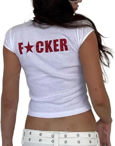 Camiseta corta con estampado gráfico de estrellas vintage Y2k para mujer y niña, estilo kawaii, estilo Grunge, estética, Harajuku Steetwear