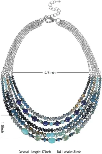Miniatura 2 de Collar a capas con cristal para mujer, gargantilla con cadena de plata gruesa, regalo de cumpleaños para mujer