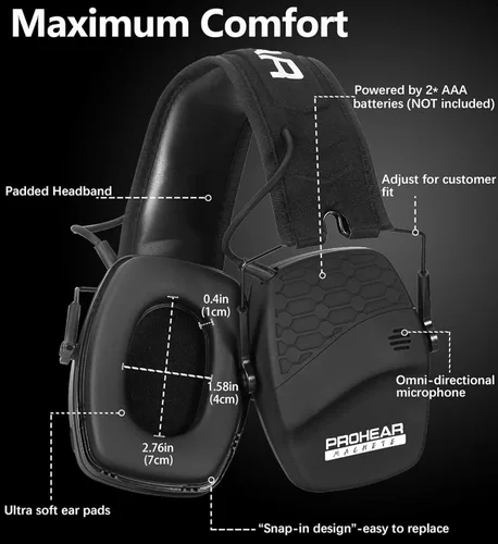 Miniatura 6 de PROHEAR 030 Bluetooth 5.4 - Orejeras electrónicas de protección auditiva, reducción de ruido, amplificación de sonido, protector auditivo para campo
