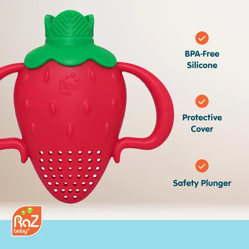 Miniatura 5 de RaZbaby Fruitique - Alimentador de frutas de una pieza para bebé, apertura más grande para rellenar y cabe más fruta fresca/congelada para aliviar