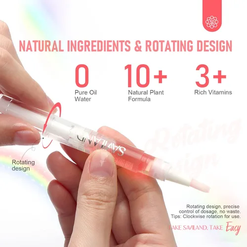 Miniatura 6 de SAVILAND Pluma de aceite natural para cutículas: 6 piezas de aceite revitalizante para uñas con vitamina E, repara cutículas durante la noche