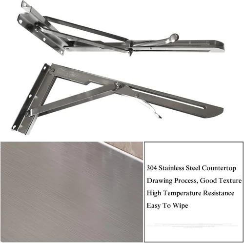 Miniatura 7 de XLTFUC Mesa plegable de pared, mesa de comedor de acero inoxidable 304, escritorio de pared opcional, de varios tamaños, adecuado para estudio