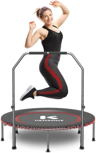 K KENSONE Trampolín rebotador de bajo impacto de 40/48 pulgadas para adultos con bungee, 450/550 libras, mini trampolín de ejercicio silencioso con