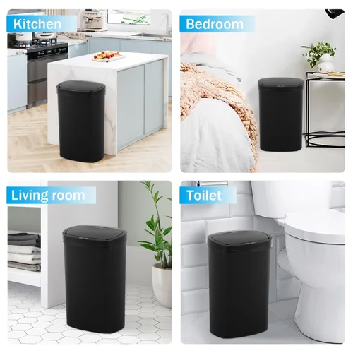 Miniatura 7 de Cubo de basura de 13 galones con tapa, sensor de movimiento, cubo de basura de cocina, material plástico impermeable y a prueba de desorden