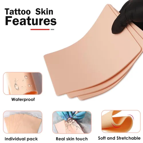 Miniatura 4 de Urknall - 10 piezas de piel falsa de 0.118 in – Urknall piel falsa en blanco para práctica de tatuajes de doble cara pieles falsas tatuajes