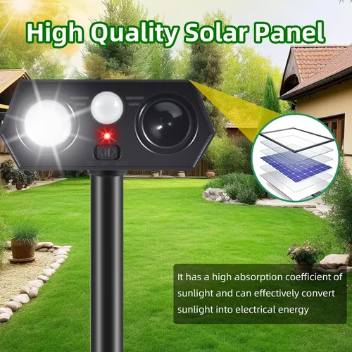 Miniatura 3 de Repelente de animales ultrasónico solar actualizado 2026, impermeable, dispositivos repelentes de ciervos con sensor de movimiento y luz