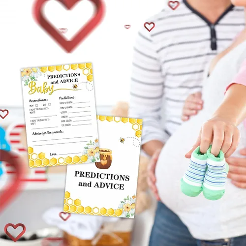 Miniatura 4 de Honey Bee - Tarjetas de juego con temática de baby shower, predicciones y consejos de doble cara, paquete de 30 (5 x 7 pulgadas) (BABYYX-001)