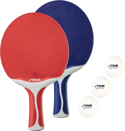STIGA Flow Outdoor 2-Player Table Tennis Set Includes Two Outdoor Rackets and Two Outdoor Balls Azul-rojo