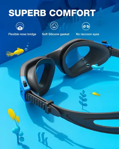 Miniatura 3 de ZIONOR Gafas de Natación para Niños, G1MINI SE Gafas de Natación Antivaho para Niño Niña 6-14 C2 (Lente azul - Negroazul)