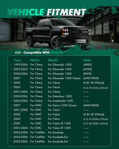 Miniatura 2 de SCITOO Kit de suspensión de 10 piezas para Chevy Silverado 1500 2000-2006 Tahoe 1999-2006 para GMC Sierra 1500 - Con piezas de suspensión brazo