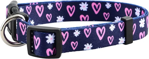 Miniatura 2 de Native Pup Colección de collares para perras, bonitos patrones femeninos rosados para cachorros, corazones, rosas, flores, camuflaje, lunares