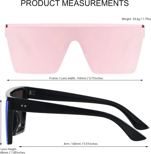 Miniatura 4 de LYZOIT Lentes de sol cuadrados de gran tamaño para mujeres y hombres, parte superior plana grande, protección UV, sombras sin montura