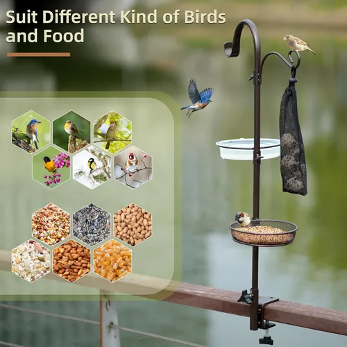 Miniatura 5 de ERYTLLY Gancho de cubierta para comedero de pájaros, poste de comedero de pájaros, porche, kit de estación de alimentación de pájaros, kit