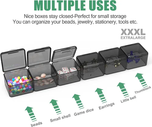 Miniatura 3 de 30 paquetes de contenedores organizadores apilables de plástico con tapas, mini recipientes para almacenamiento de cuentas, purpurina, limo, pintura