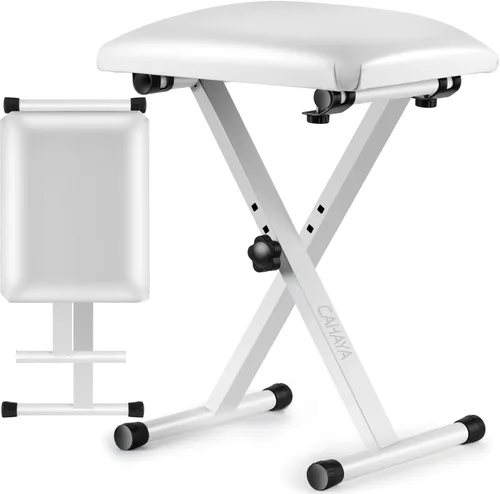 Miniatura 8 de CAHAYA Banco de teclado estilo X de 3.5 pulgadas de grosor, cojín acolchado, banco de piano, altura ajustable, asiento para teclados digitales Negro