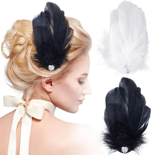 Miniatura 9 de ANCIRS Paquete de 4 pinzas para el pelo de plumas para mujer, pasadores de pelo en forma de ala mosca, accesorio para horquillas de los años 20, 2