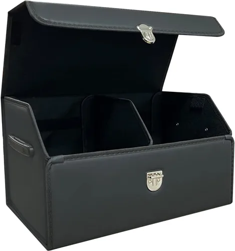 Organizador de maletero Wuatow para coche, organizador de maletero para SUV y sedán, con tapa, multifuncional, caja de almacenamiento de carga Negro