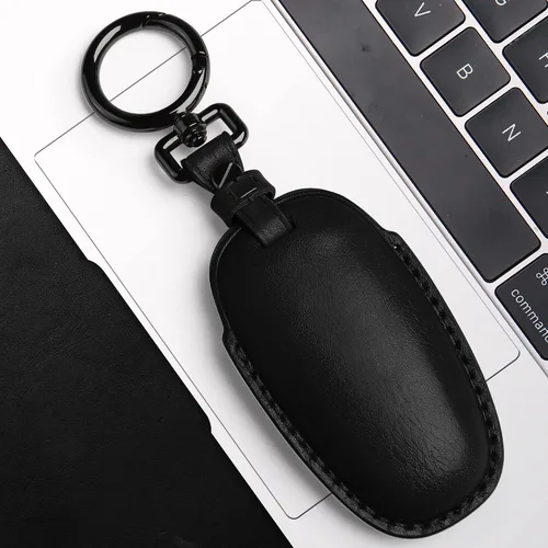 Miniatura 5 de Tukellen Funda para llavero de cuero con llavero compatible con Hyundai Sonata 2020 2021, llave remota Tucson 2022, color negro